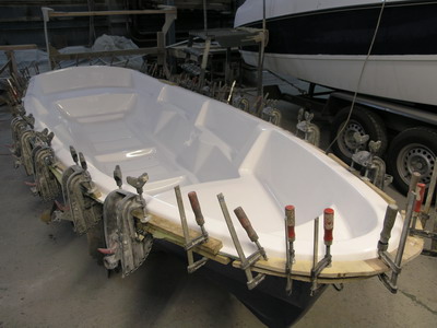 Manufacture of fiberglass boats COBRA, rowing fiberglass boats P350, P450